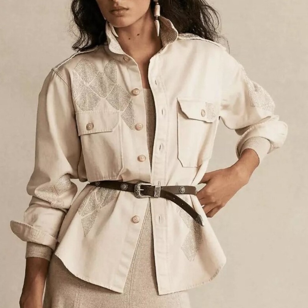 Ralph Lauren Cream & beaded button down